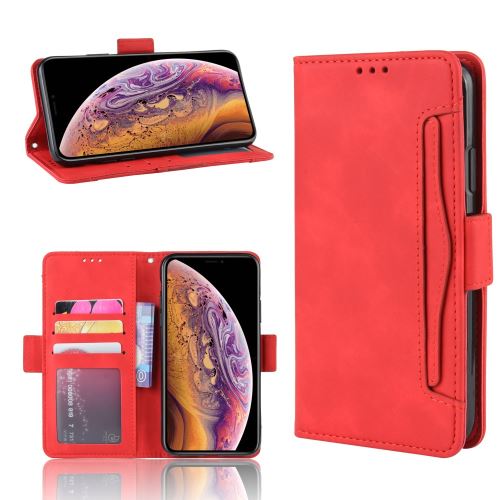 Etui en PU avec plusieurs porte-cartes et poche rouge pour votre Apple iPhone XR (2019) 6.1 pouces