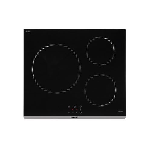 Brandt BPI6364B - Table de cuisson à induction - 3 plaques de cuisson - Niche - largeur : 56 cm - profondeur : 49 cm - noir