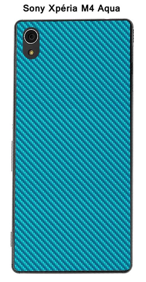 Coque Carbone couleur Scuba Blue pour Sony Xpéria M4 Aqua