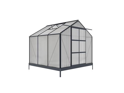 Serre de Jardin en polycarbonate de 5.9 m² ANISSA avec embase - Gris métallisé