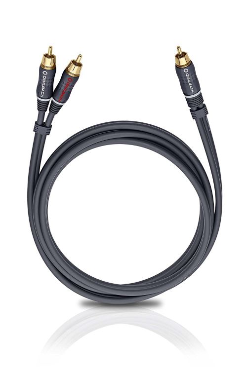 Câble Y RCA audio [2x fiche mâle RCA - 1x fiche mâle RCA] Oehlbach 3 m anthracite