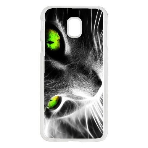 Coque chat noir et blanc yeux vert compatible galaxy j7 2017 transparent
