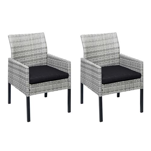 2x Fauteuil de jardin en polyrotin HWC-G12 ~ gris, coussin anthracite, alu, semi-circulaire, Spun Poly