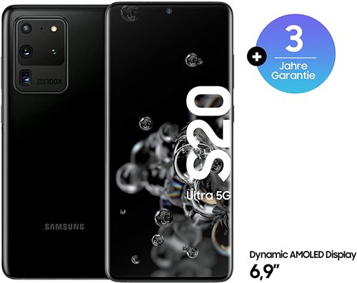 Samsung Galaxy S20 Ultra 5G - Smartphone débloqué 128 Go de Mémoire, 12 Go de RAM, Hybride Sim, Noir [Version Allemande] État correct - Samsung reconditionné disponible sur Fnac
