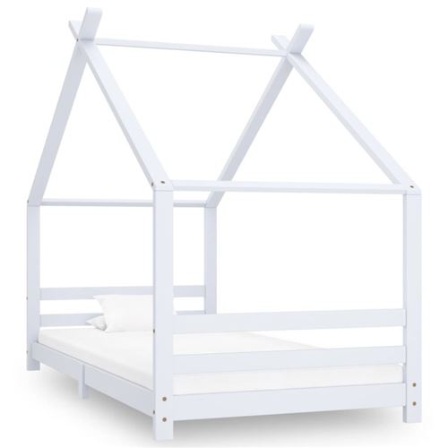 Cadre de lit d'enfant blanc bois de pin massif 90x200 cm 289612