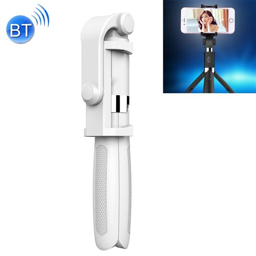 (#114) 2 in 1 Foldable Bluetooth Shutter Remote Selfie Stick Tripod for iPhone and Android Phones(White)