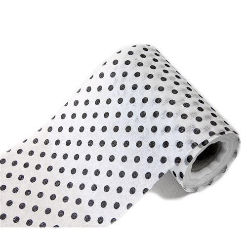Lot de 10 Rouleaux en tissus non tissé à pois coloris Noir - 10 cm x 10 m