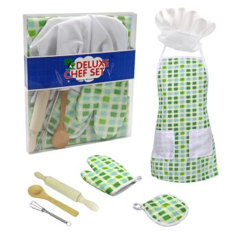 1 Ensemble Tablier Enfant et Chapeau de Chef, Tablier * pour * avec Poche pour Cuisine, Pâtisserie, Peinture * - Sangle de Cou Réglable - Chapeau Élastique