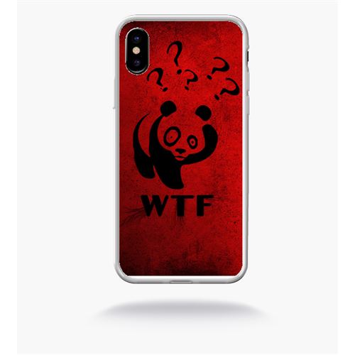 Coque wtf what the fuck compatible apple iphone x bord transparent