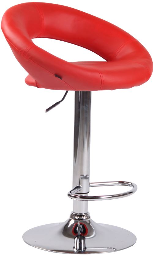 Tabouret de bar Olinda en Similicuir - Hauteur réglable - Pivotant - Piètement Métal chrome - Couleur Rouge