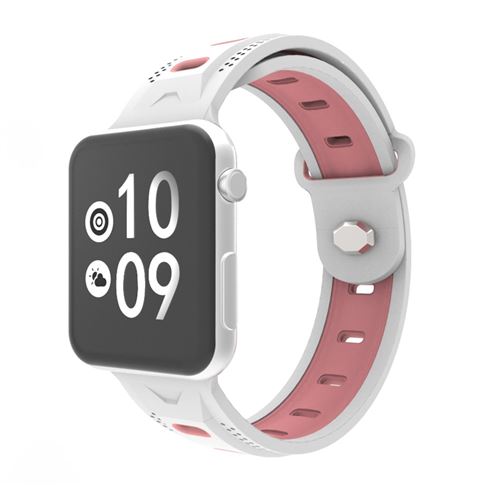 Bracelet en silicone rhombus flexible blanc à l'extérieur/rose à l'intérieur pour votre Apple Watch Series 4 40mm/Series 3/2/1 38mm