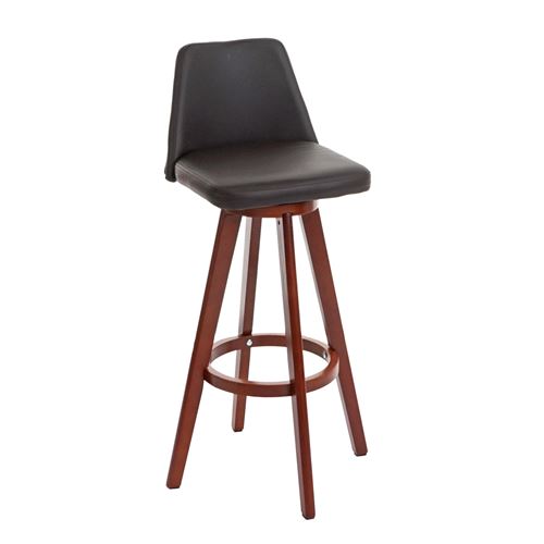 Tabouret de bar Boras bois similicuir rotatif marron pieds foncés