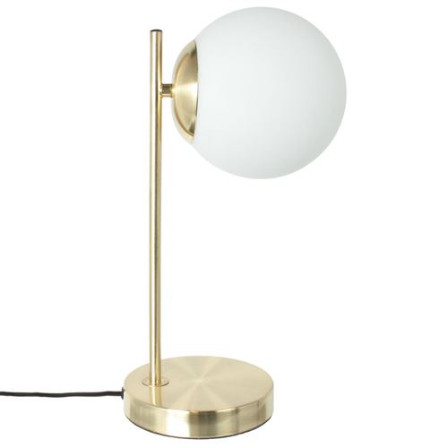 Lampe à poser boule en verre opaque - Rétro chic - H 20 cm