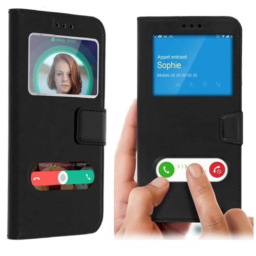 Coque Etui pour Samsung Galaxy J8 2018 ,Protection Housse double fenêtre J8 2018 - Noir