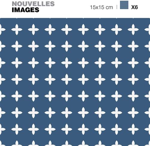 Draeger - Stickers croix blanches sur fond bleu 15 x 15 cm (Lot de 6)