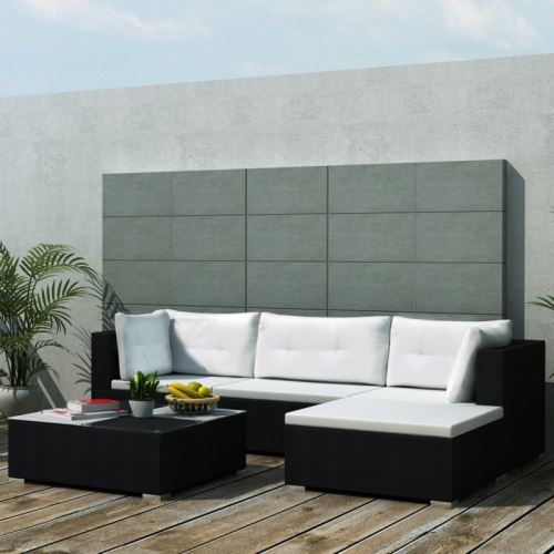 Casasmart - Salon de jardin polyrotin noir Sueden