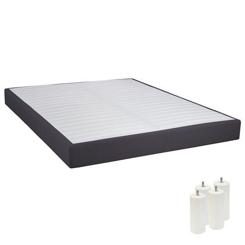 TAPIKIT - Sommier Tapissier D&eacute;montable 2x20 Lattes 160x200cm Anthracite + Pieds Blancs 15cm -