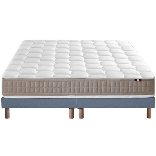 Ensemble matelas 100% latex5 zones sommier bleu 160x200
