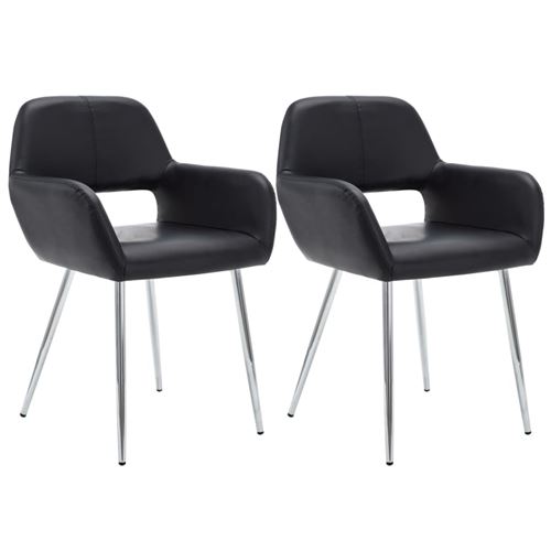 vidaXL Chaise à dîner 2 pcs Revêtement en similicuir 57x54x81 cm Noir