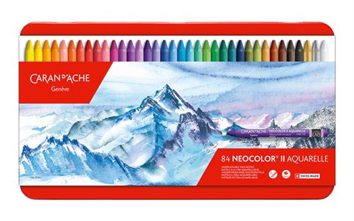 Bo&icirc;te m&eacute;tal de 84 craies &agrave; la cire aquarellables NEOCOLOR II