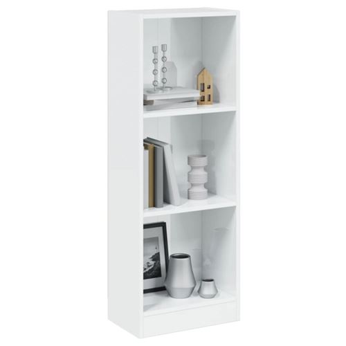 vidaXL Bibliothèque à 3 niveaux Blanc brillant 40x24x108 cm Aggloméré