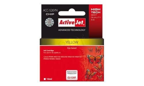 ActiveJet ACC-526YN Supreme - 10 ml - jaune - compatible - cartouche d'encre (alternative pour : Canon CLI-526Y) - pour Canon PIXMA iP4950, iX6550, MG5350, MG6150, MG6250, MG8150, MG8250, MX715, MX885, MX895