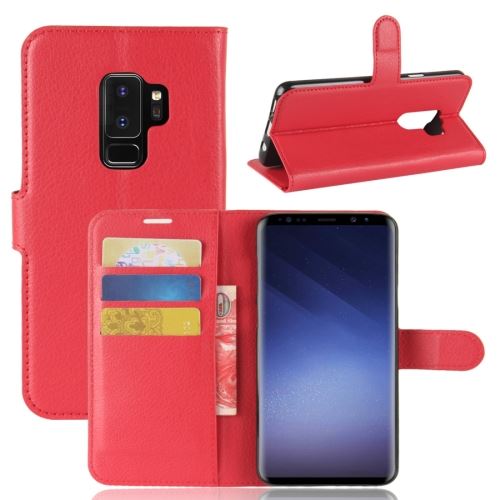 Galaxy S9 Plus Housse Etui Cuir PU Texture Litchi Rouge ALS53054