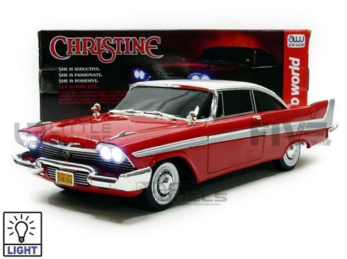 Voiture Miniature de Collection AUTO WORLD 1-18 - PLYMOUTH Fury - Christine - Night version - Rouge / White - AWSS102