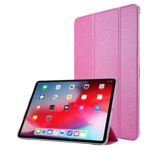 Etui en PU + TPU flip de soie avec support tri-pliure rose pour votre Apple iPad Pro 12.9 pouces (2020)
