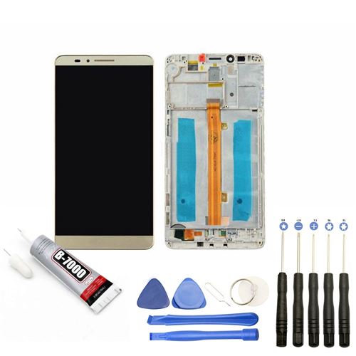 Visiodirect® Ecran complet: Vitre tactile + Ecran LCD compatible avec Huawei Mate 7 OR + Kit outils + Colle B7000 Offerte