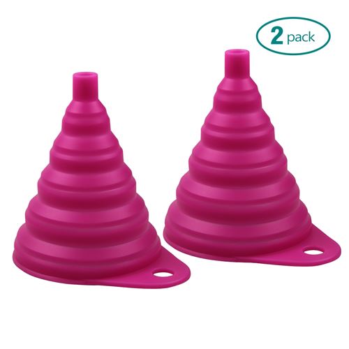 Tritina Home & Kitchen Entonnoir pliable,en silicone antidéflagrant,sans BPA,résistant à la chaleur,pour lave-vaisselle - Rose