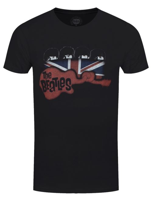 The Beatles T-Shirt Guitar & Flag Homme Noir - Taille XL