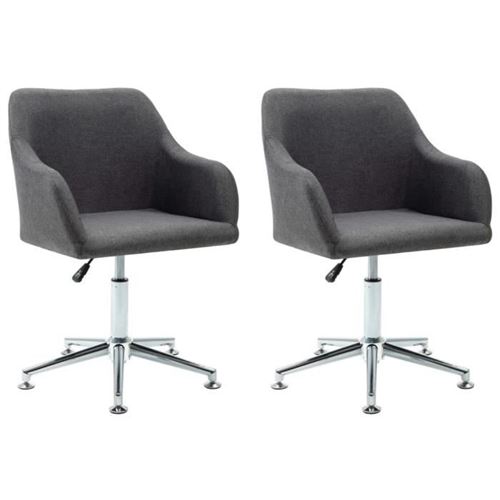 vidaXL 2 pcs Chaises pivotantes de salle à manger Gris foncé Tissu