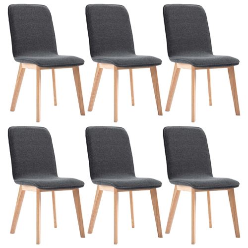 vidaXL 6 pcs Chaises de salle à manger Gris Tissu et chêne massif