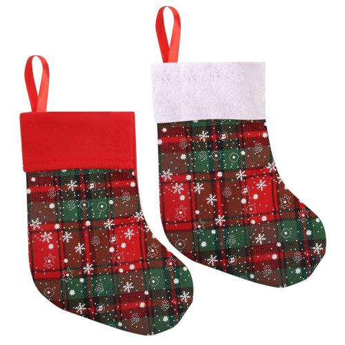 6 Paires Bas de noël sac cadeau flocon de neige, décorations de noël - Blanc&Rouge&Vert 9 Pouces