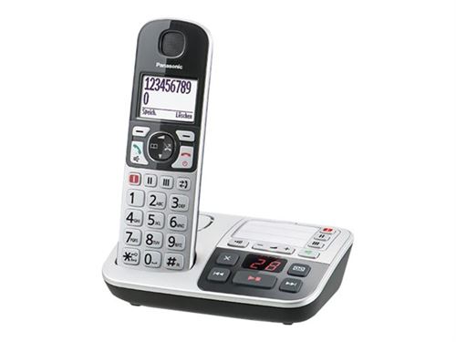 Panasonic KX-TGE520 - Téléphone sans fil - système de répondeur avec ID d'appelant - DECTGAP - noir, argent