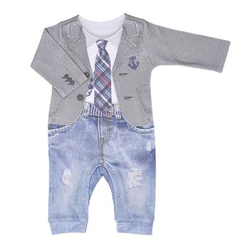 Pyjama bébé garçon en coton bio, LUCAS Gris 9-12m 74cm - 1