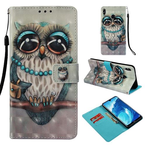 Etui en PU impression de motifs décoratifs par points lumineux flip hibou sur la succursale pour votre Huawei Honor 8X Max
