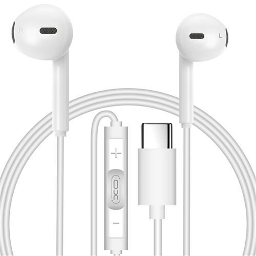 Écouteurs Filaires USB-C Fonction Kit Mains libres Son stéréo HiFi 1.2m - Blanc