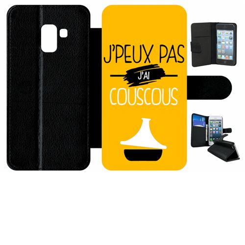 Etui My-Kase pour Galaxy A8 (2018) - j peux pas j ai couscous 10 - Simili-cuir Noir