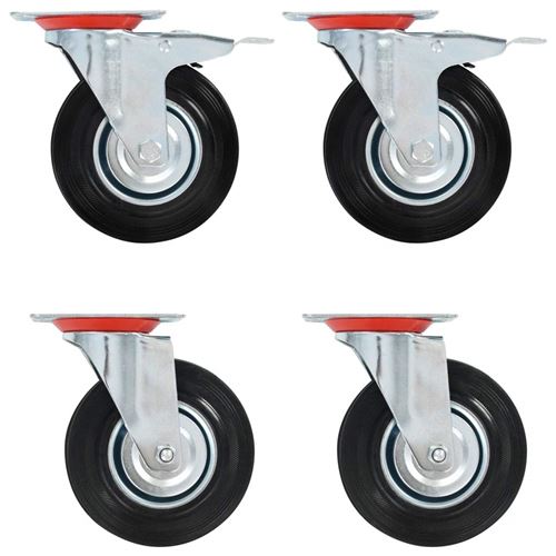 Vidaxl Noir 12 Pcs Roulettes Pivotantes 125 Mm