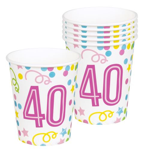 Boland tasses de fête 40 ans 25 cl carton 6 pièces