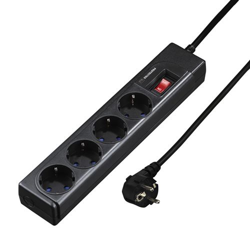 Bloc multiprise Protection, 4 prises, Noir