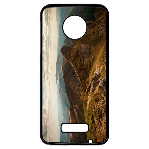 Coque My-Kase pour Moto Z - montagne foret verdure - Plastique Noir