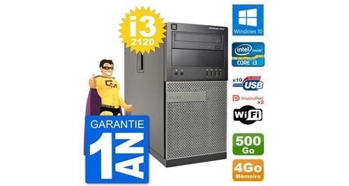 Pc tour dell 7010 intel core i3-2120 ram 4go disque dur 500go windows 10 wifi