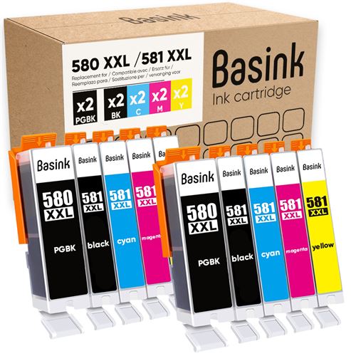 Basink Cartouche d'encre Compatible avec Canon PGI-580 CLI-581 XXL