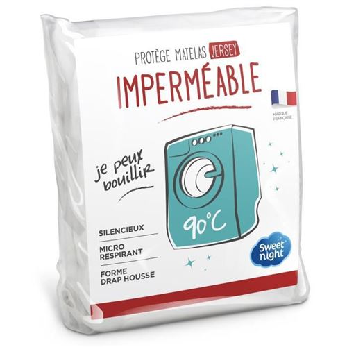 SWEET NIGHT Protege matelas imperméable - 180 x 200 cm - Blanc