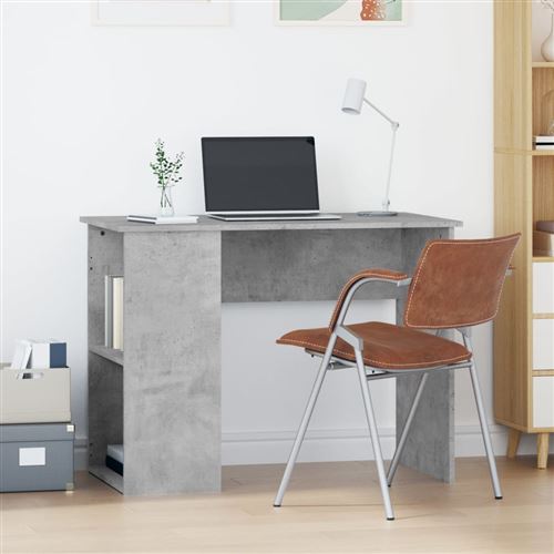 Vidaxl Bureau Contreplaqué Gris Béton 100x55x75 Cm - Image 4