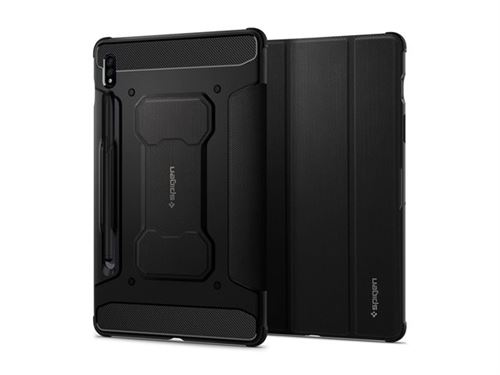 Spigen Rugged Armor Pro - Étui à rabat pour tablette - robuste - polyuréthane, polyuréthanne thermoplastique (TPU) - noir - pour Samsung Galaxy Tab S7