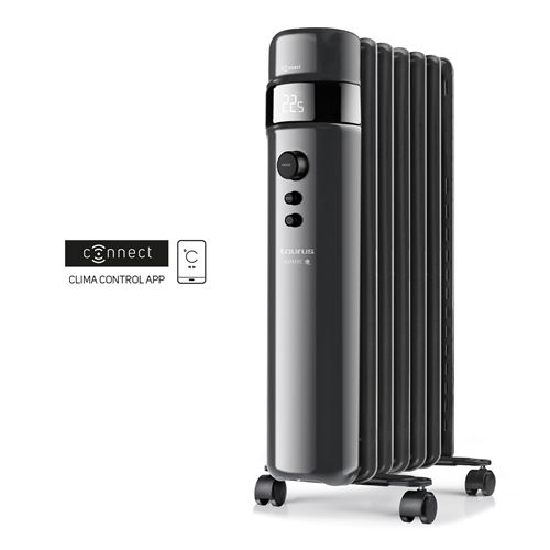 Non Communiqué Noir Radiateur À Bain D'huile Taurus Agadir Connect 2000 De 2000W Avec Wifi, Commandes Vocales Et 3 Intensités